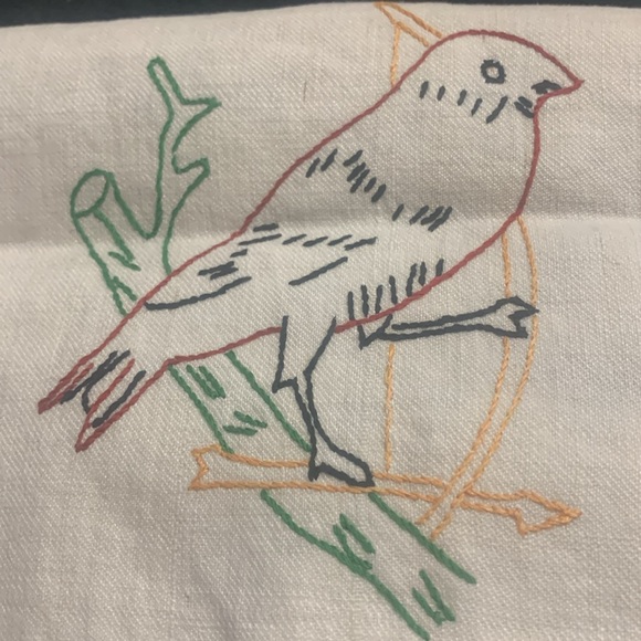 2 Vintage Oversized Embroidered Kitchen Towels.. CLEAN ON FRIDAY / RED BIRD - Picture 4 of 6